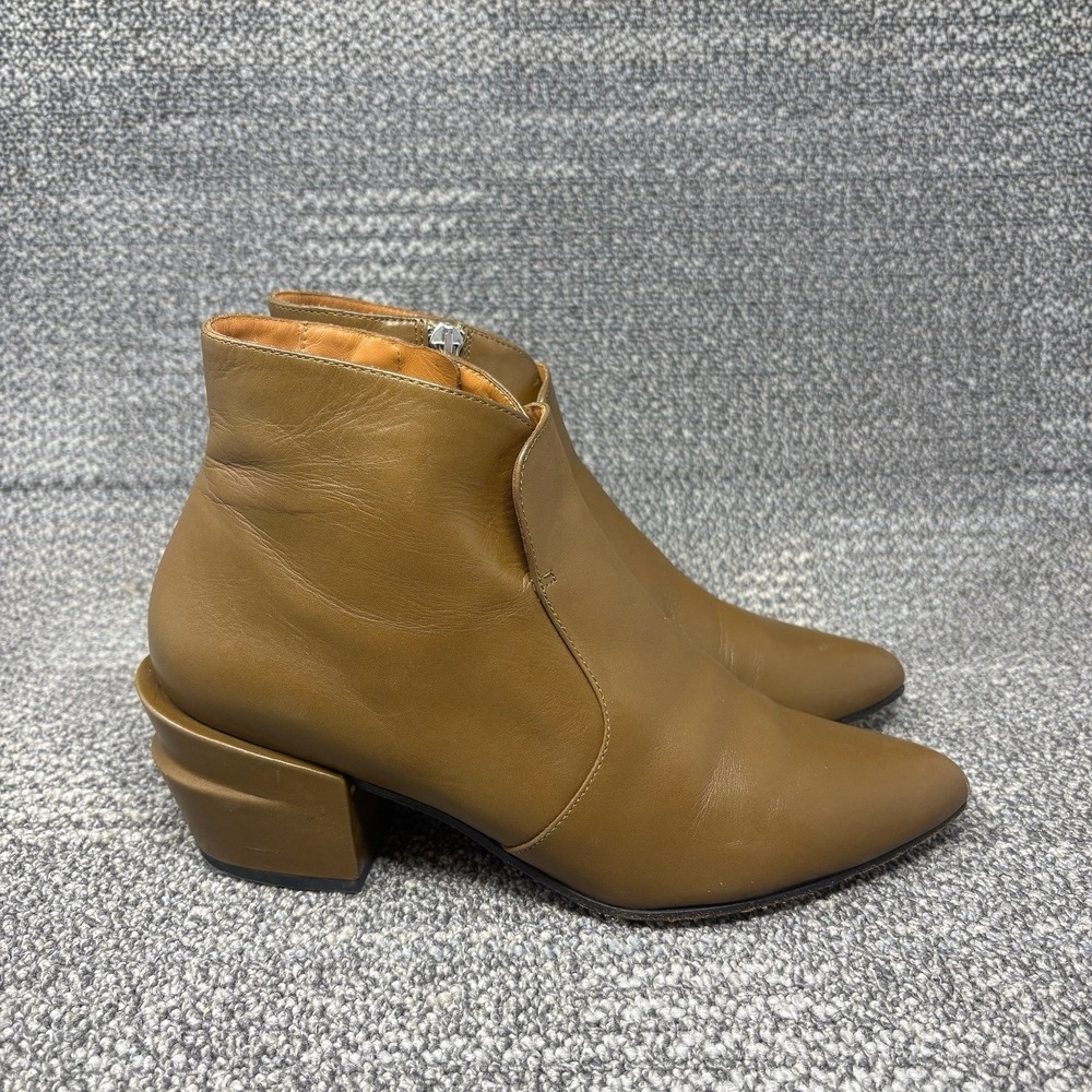 Robert Clergerie Paris 4573 Olive Leather Pointed Toe Ankle Boots EU 39 US 8.5